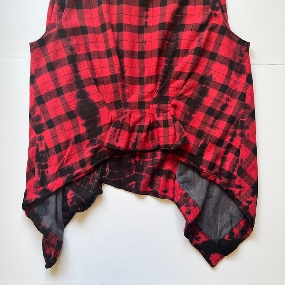 Anthropologie Elevenses Roxanne Vest Flannel Red Black Buffalo Plaid Check Sz S - Picture 12 of 16